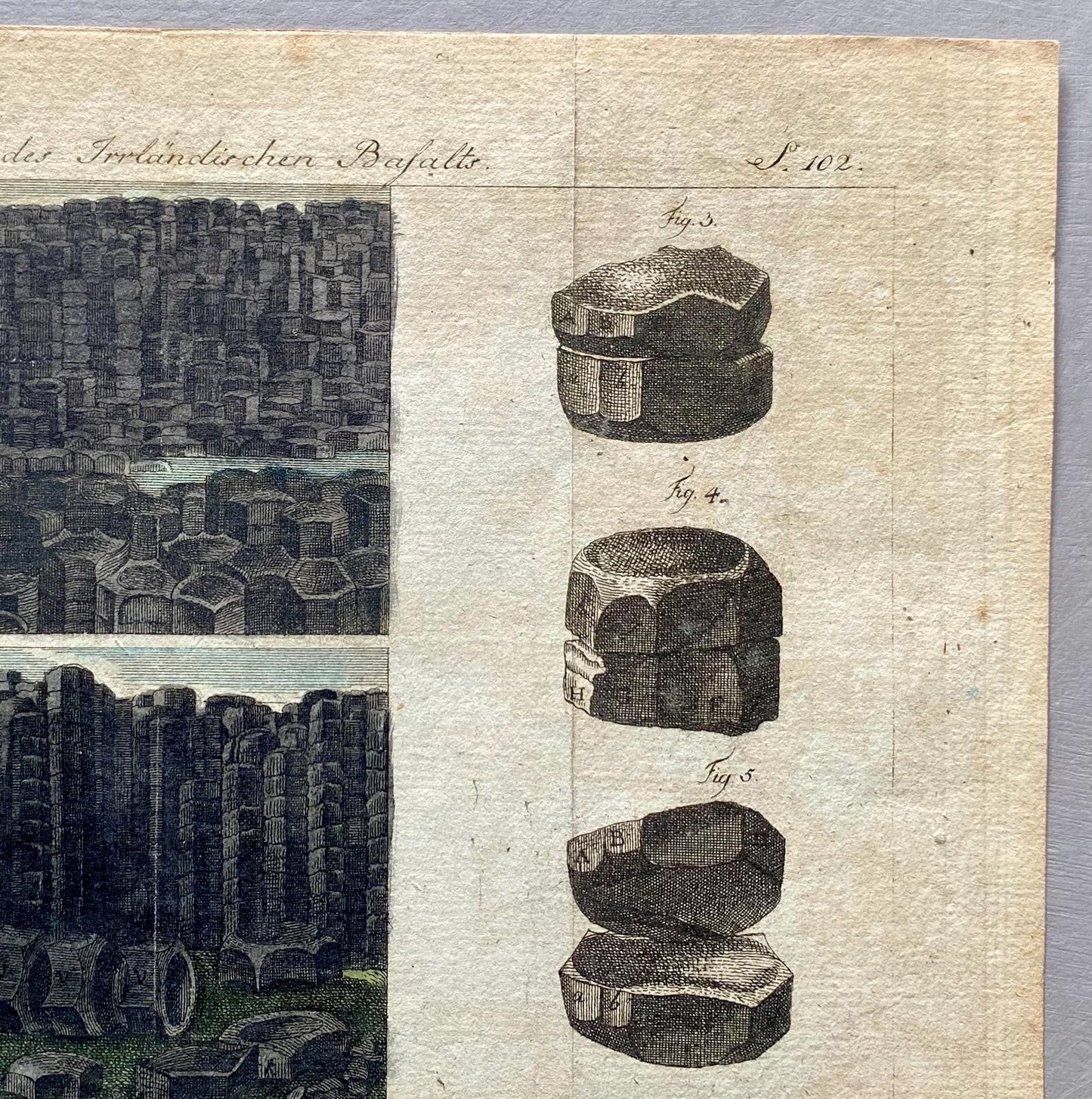 The Giant’s Causeway. An Antique Engraving. German. 1800s. Size: 20.5 x 24 cms.