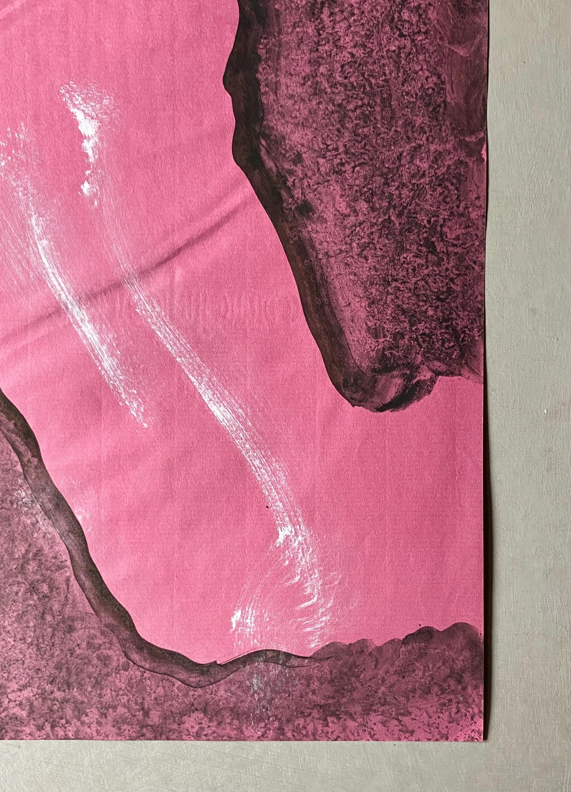 A large Painting by Philippe Bérard. Ink and Wash on A Pink Paper Ground. Created in Paris, France in 1981. Size: 60.5 x 43 cms.
