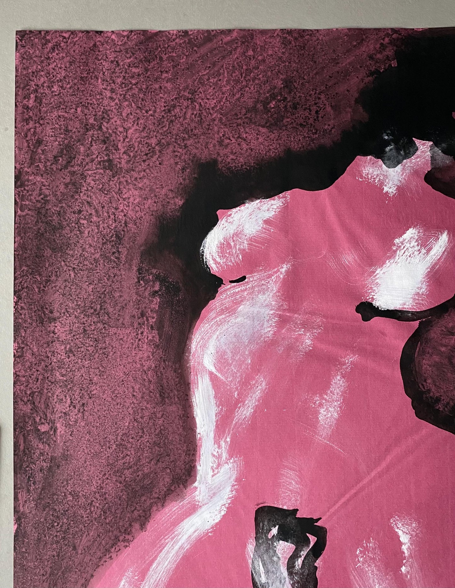 A large Painting by Philippe Bérard. Ink and Wash on A Pink Paper Ground. Created in Paris, France in 1981. Size: 60.5 x 43 cms.