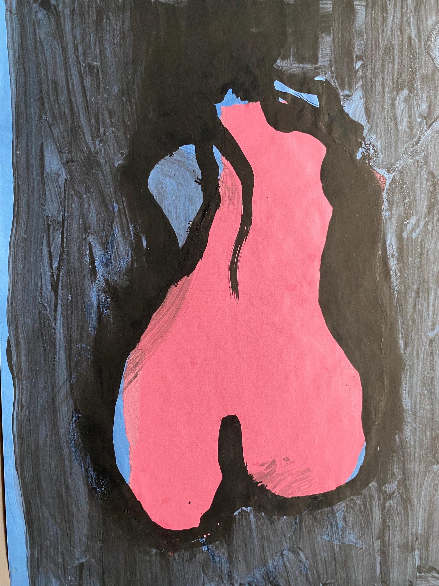 A Large Painting by Philippe Bérard. Black Ink Wash on a Coloured Paper Ground. Created in Paris, France in 1981. Size: 60.5 x 43 cms.