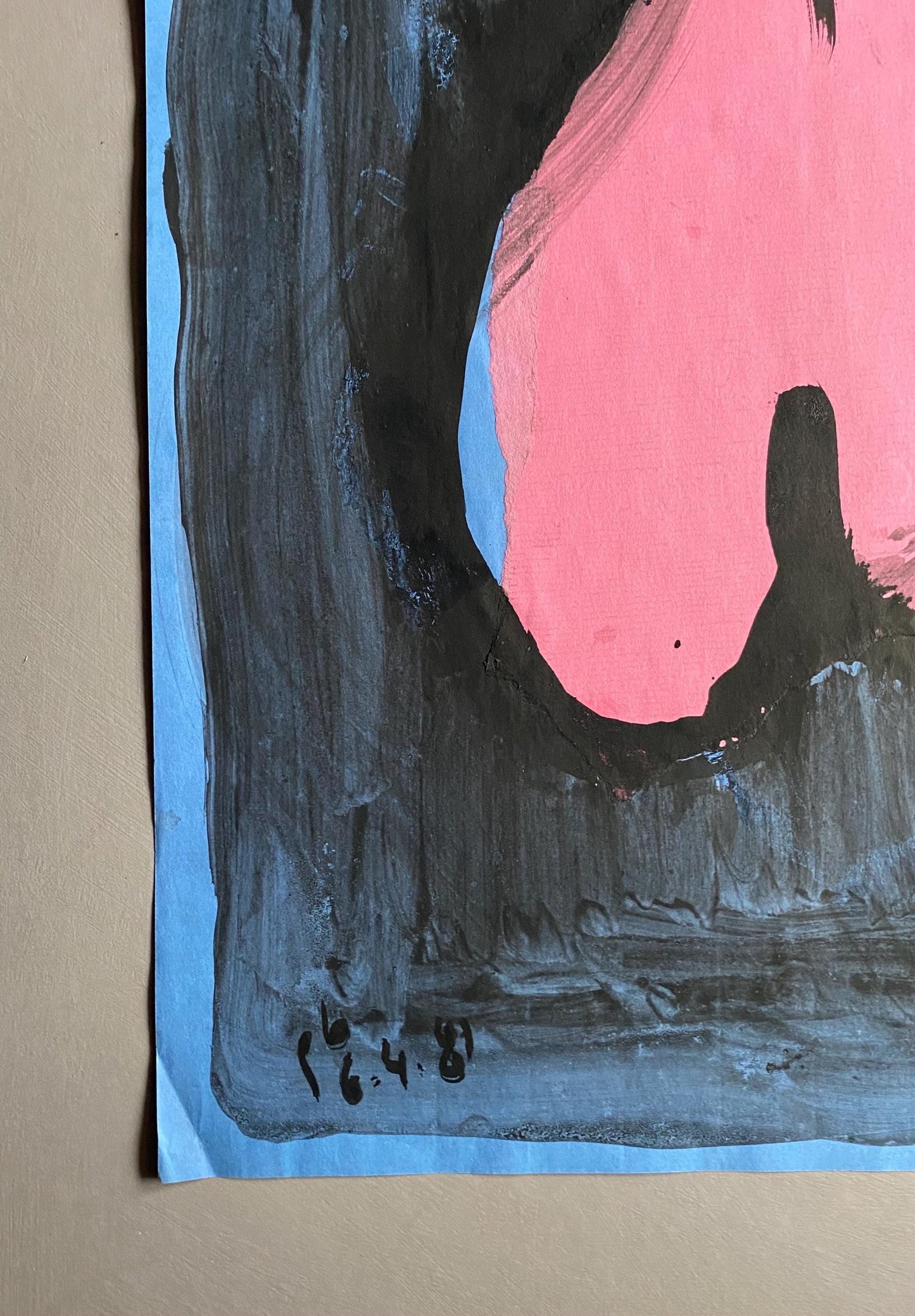 A Large Painting by Philippe Bérard. Black Ink Wash on a Coloured Paper Ground. Created in Paris, France in 1981. Size: 60.5 x 43 cms.