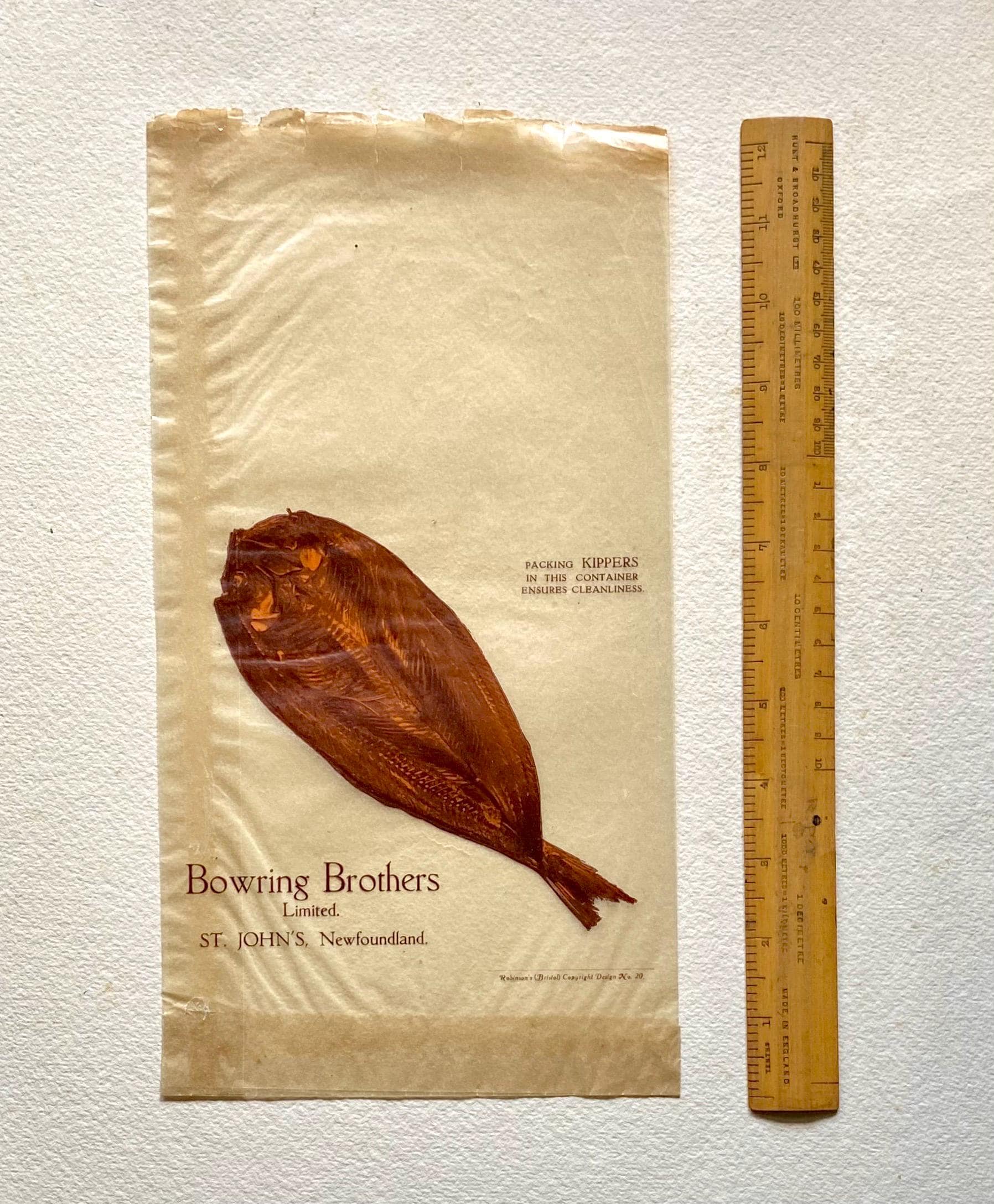 Six Items of Genuine Vintage Packaging Used To Wrap Seafood. Unused. Circa 1940s. From England and Newfoundland. Various Sizes.