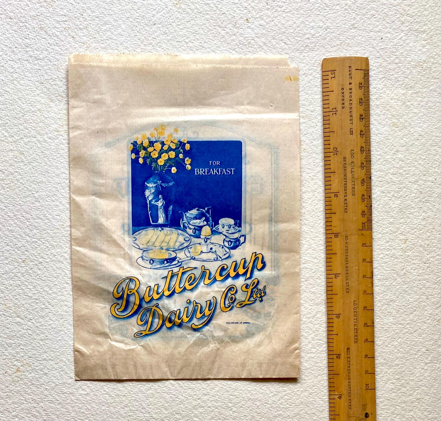 Seven Items of Genuine Vintage Packaging Used To Wrap Food. Unused. From England. Circa 1940s. Various Sizes.