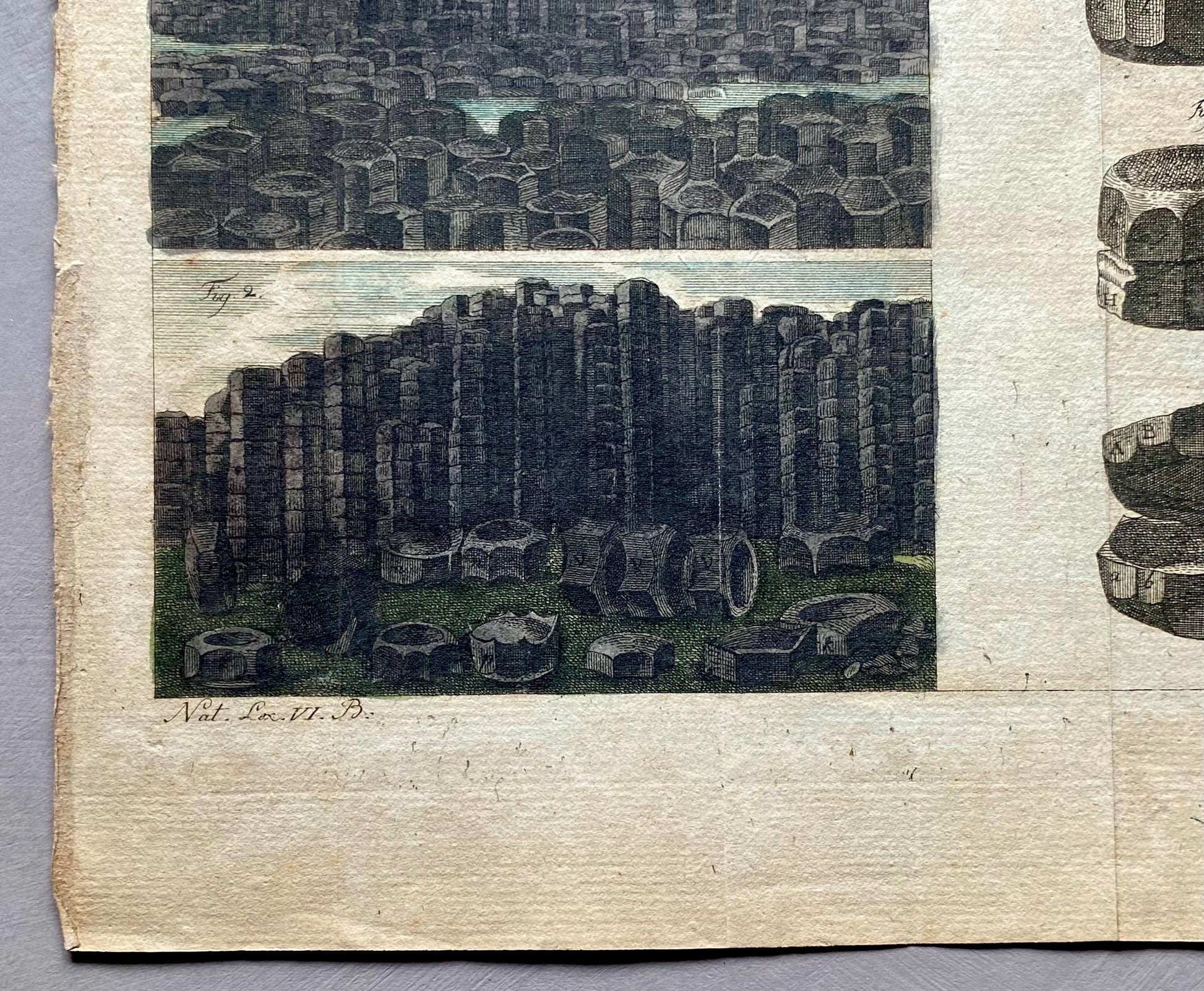 The Giant’s Causeway. An Antique Engraving. German. 1800s. Size: 20.5 x 24 cms.