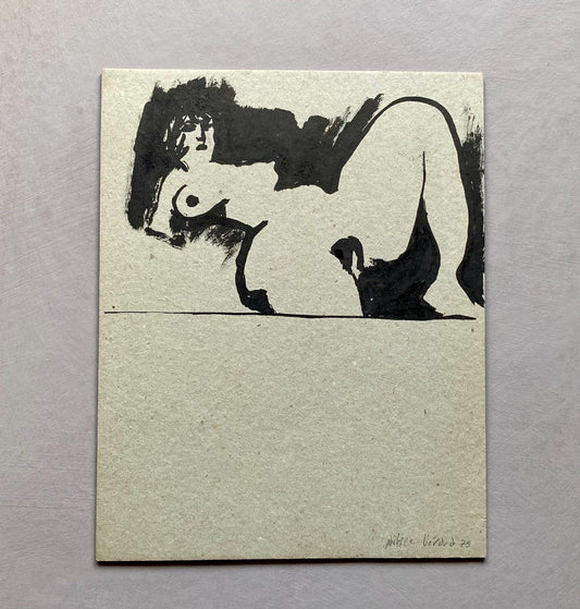 An Original Painting by Philippe Bérard. Black Ink on Card. Created in Paris, France. Dated 1975. Size: 24 x 19 cms.