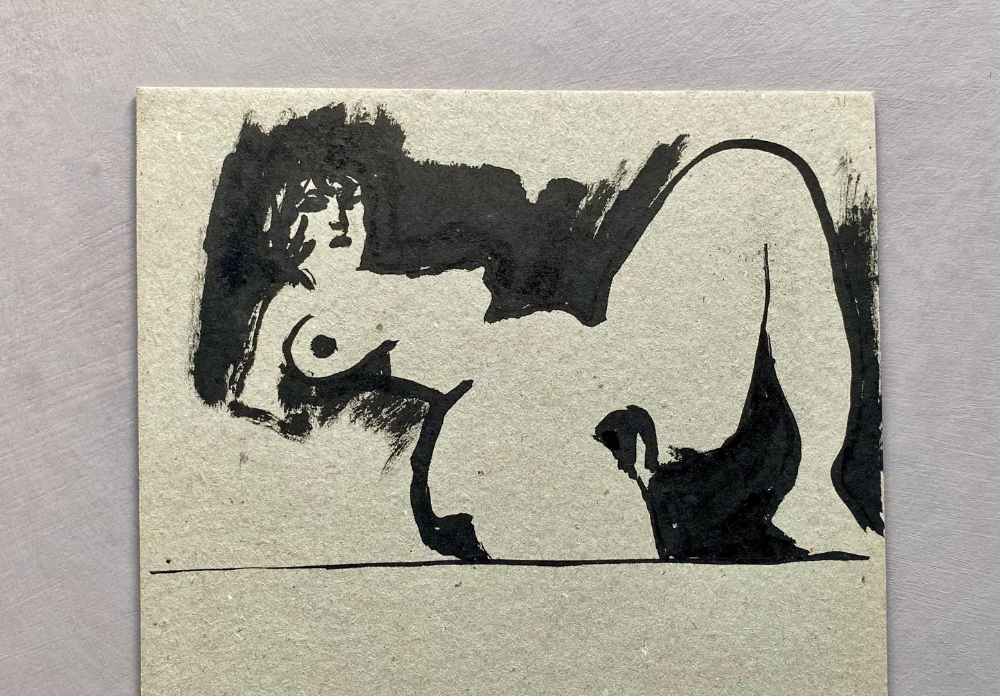 An Original Painting by Philippe Bérard. Black Ink on Card. Created in Paris, France. Dated 1975. Size: 24 x 19 cms.