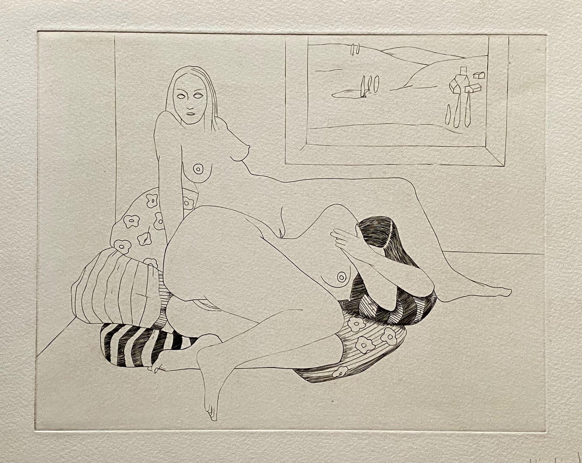 An Engraving by Philippe Bérard. Black on A White Paper Ground. Created in Paris, France. Dated 1976. Size: 25 x 33 cms.