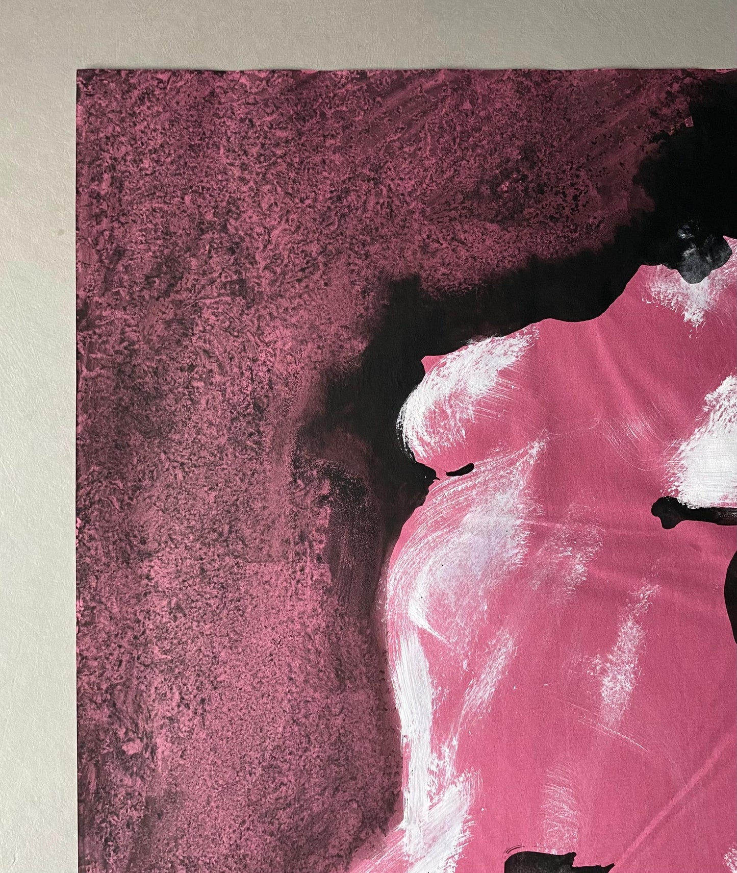 A large Painting by Philippe Bérard. Ink and Wash on A Pink Paper Ground. Created in Paris, France in 1981. Size: 60.5 x 43 cms.