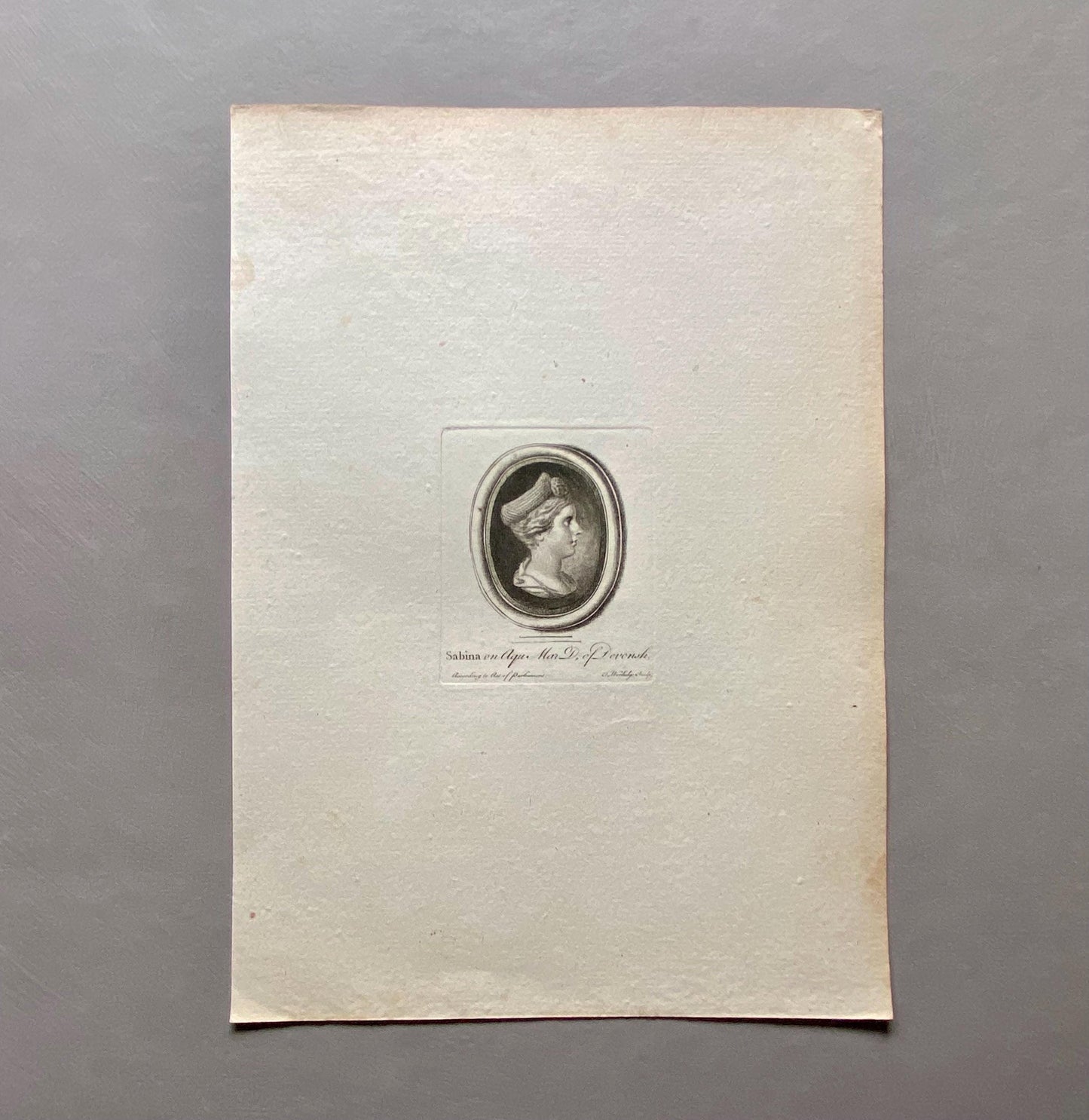 Sabina. Engraved by Thomas Worlidge. 18th Century. A Genuine Copperplate Engraving. Size: 20.5 x 27.5 cms.