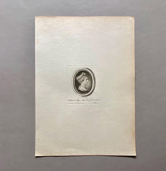 Sabina. Engraved by Thomas Worlidge. 18th Century. A Genuine Copperplate Engraving. Size: 20.5 x 27.5 cms.
