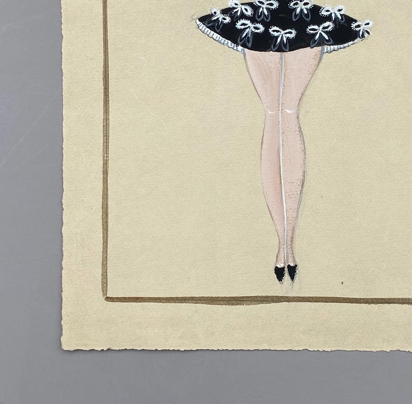 Original French theatre costume design from 1930/40s, painted in pastels and watercolour on card. Size: 32 x 25 cms