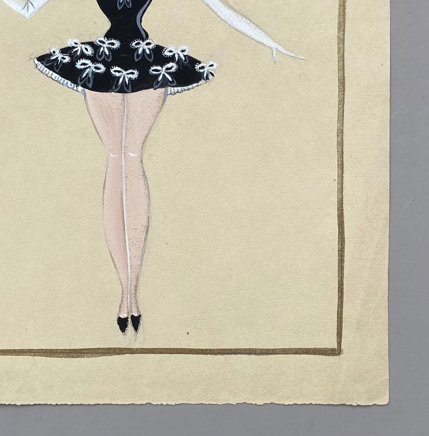 Original French theatre costume design from 1930/40s, painted in pastels and watercolour on card. Size: 32 x 25 cms
