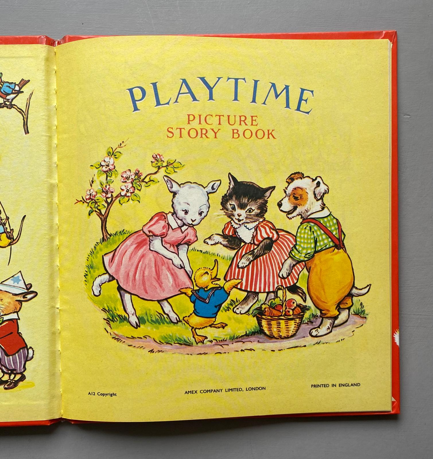 Playtime. An Original Vintage Illustration For A Children's book. Medium: Gouache. Presumed A. E. Kennedy. Circa 1950.