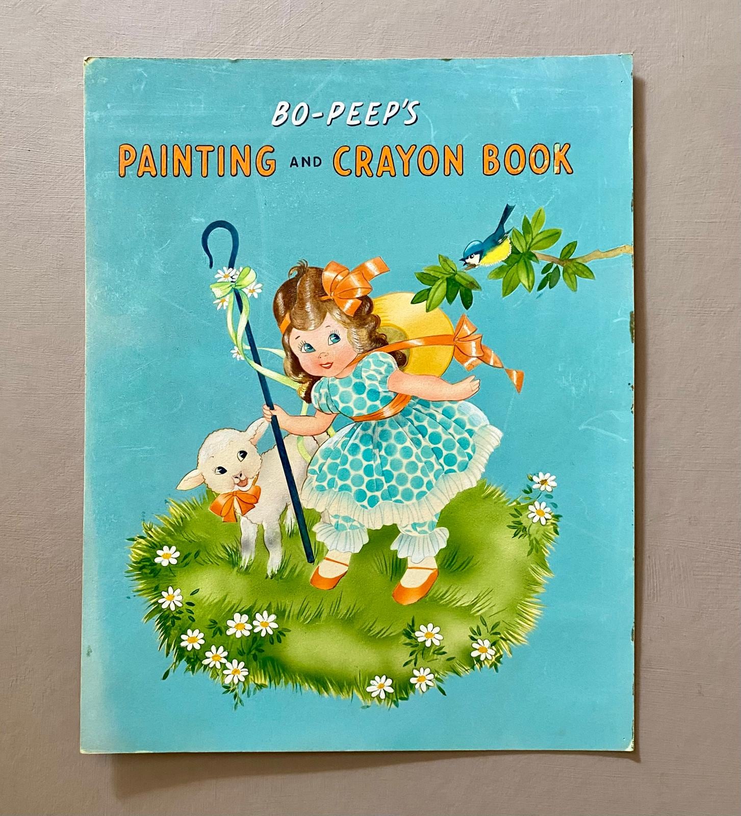 Bo-Peep's Painting and Crayon Book. An Original Illustration For The Cover Of A Children's Book. Medium: Gouache. Circa 1950.