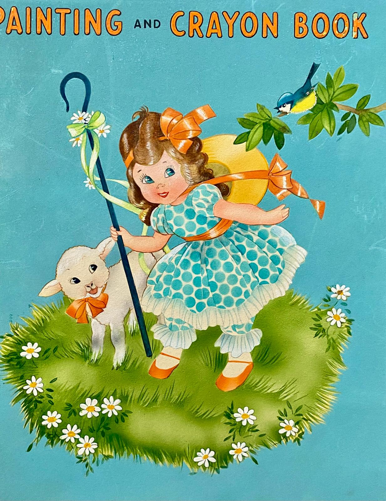 Bo-Peep's Painting and Crayon Book. An Original Illustration For The Cover Of A Children's Book. Medium: Gouache. Circa 1950.