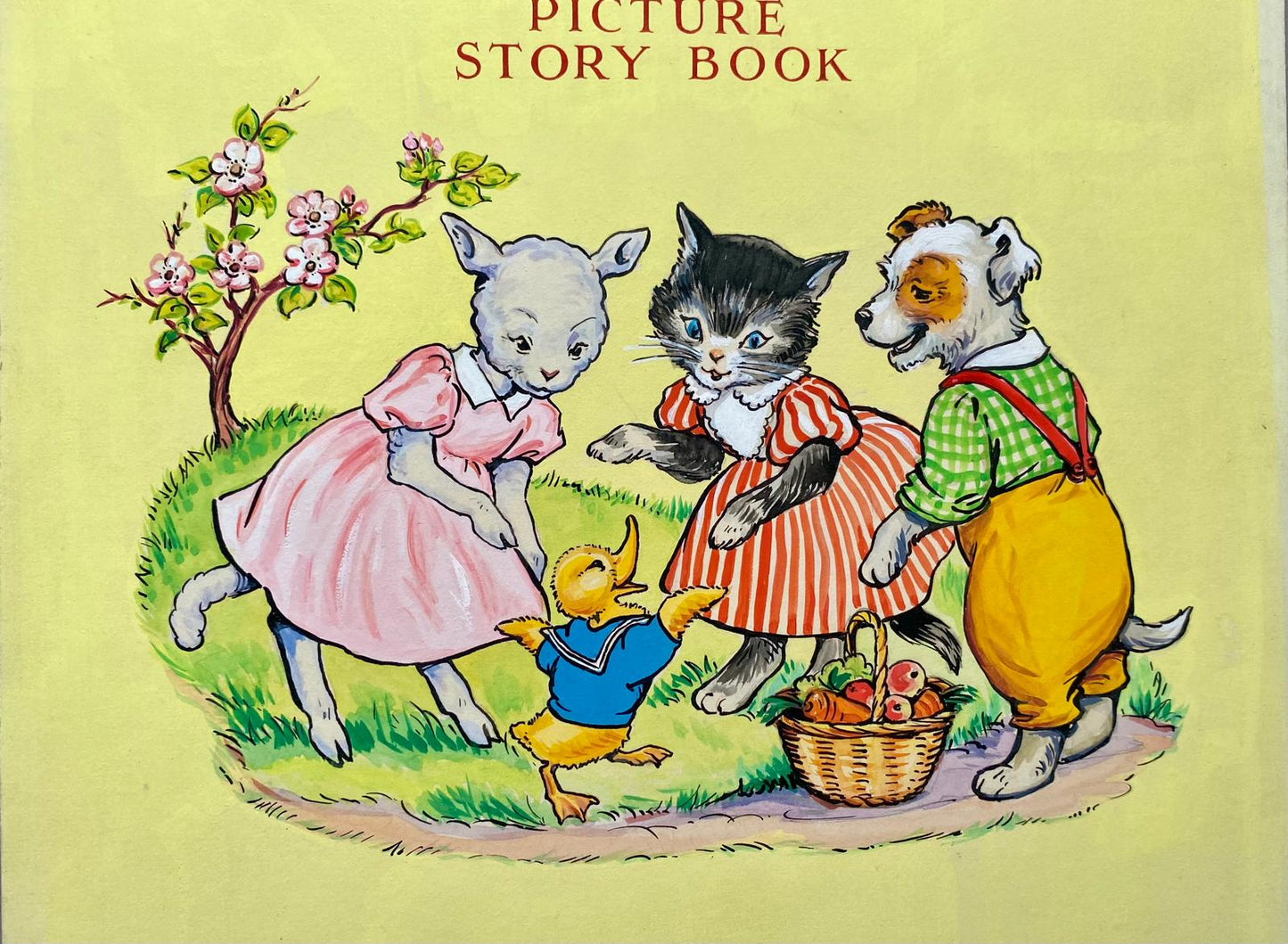 Playtime. An Original Vintage Illustration For A Children's book. Medium: Gouache. Presumed A. E. Kennedy. Circa 1950.