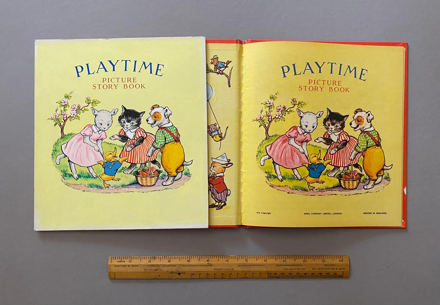 Playtime. An Original Vintage Illustration For A Children's book. Medium: Gouache. Presumed A. E. Kennedy. Circa 1950.