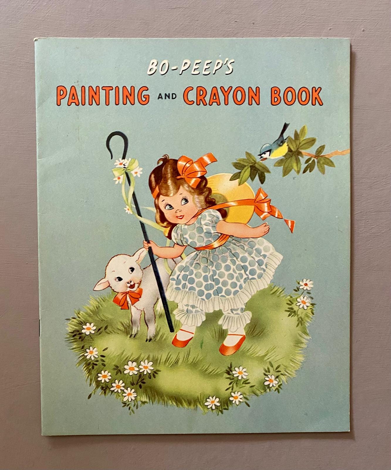 Bo-Peep's Painting and Crayon Book. An Original Illustration For The Cover Of A Children's Book. Medium: Gouache. Circa 1950.