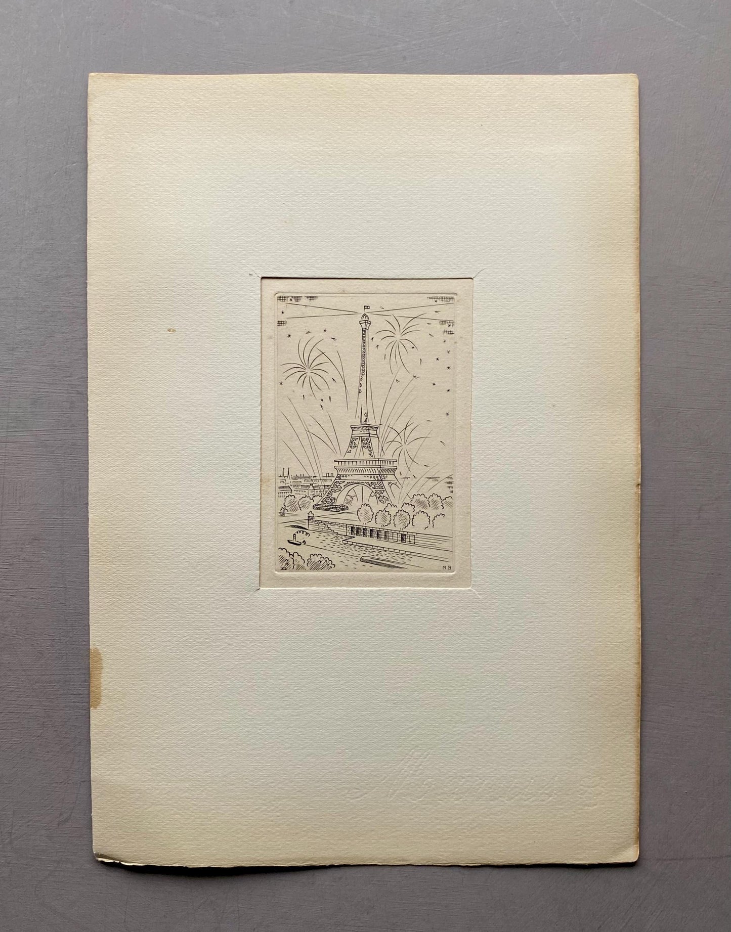 A Set of 8 Original Engravings of Paris. Dating from the 1960’s they Show Iconic Landmarks and Scenes. Signed M. B. Size: 22.5 x 16 cms.