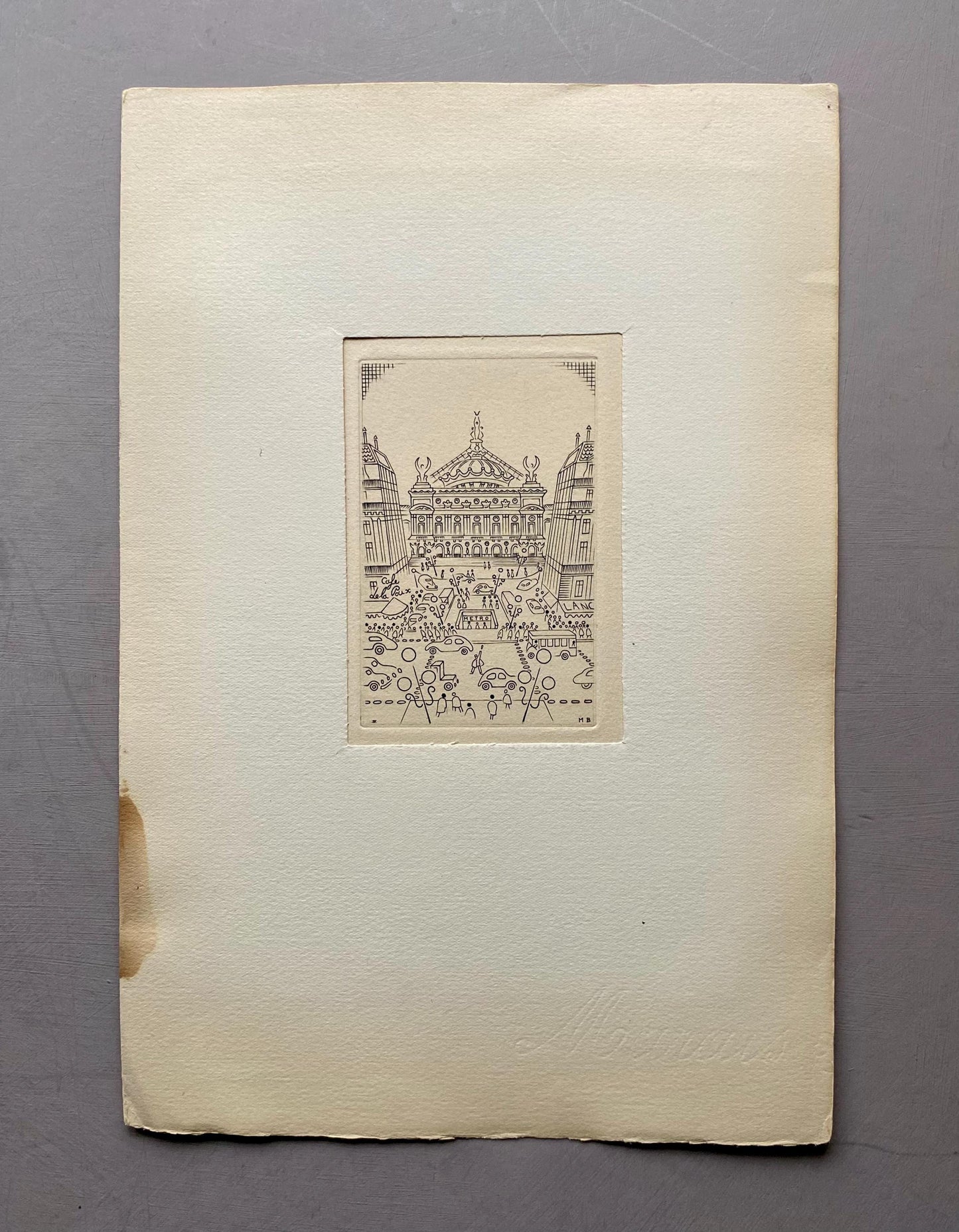 A Set of 8 Original Engravings of Paris. Dating from the 1960’s they Show Iconic Landmarks and Scenes. Signed M. B. Size: 22.5 x 16 cms.