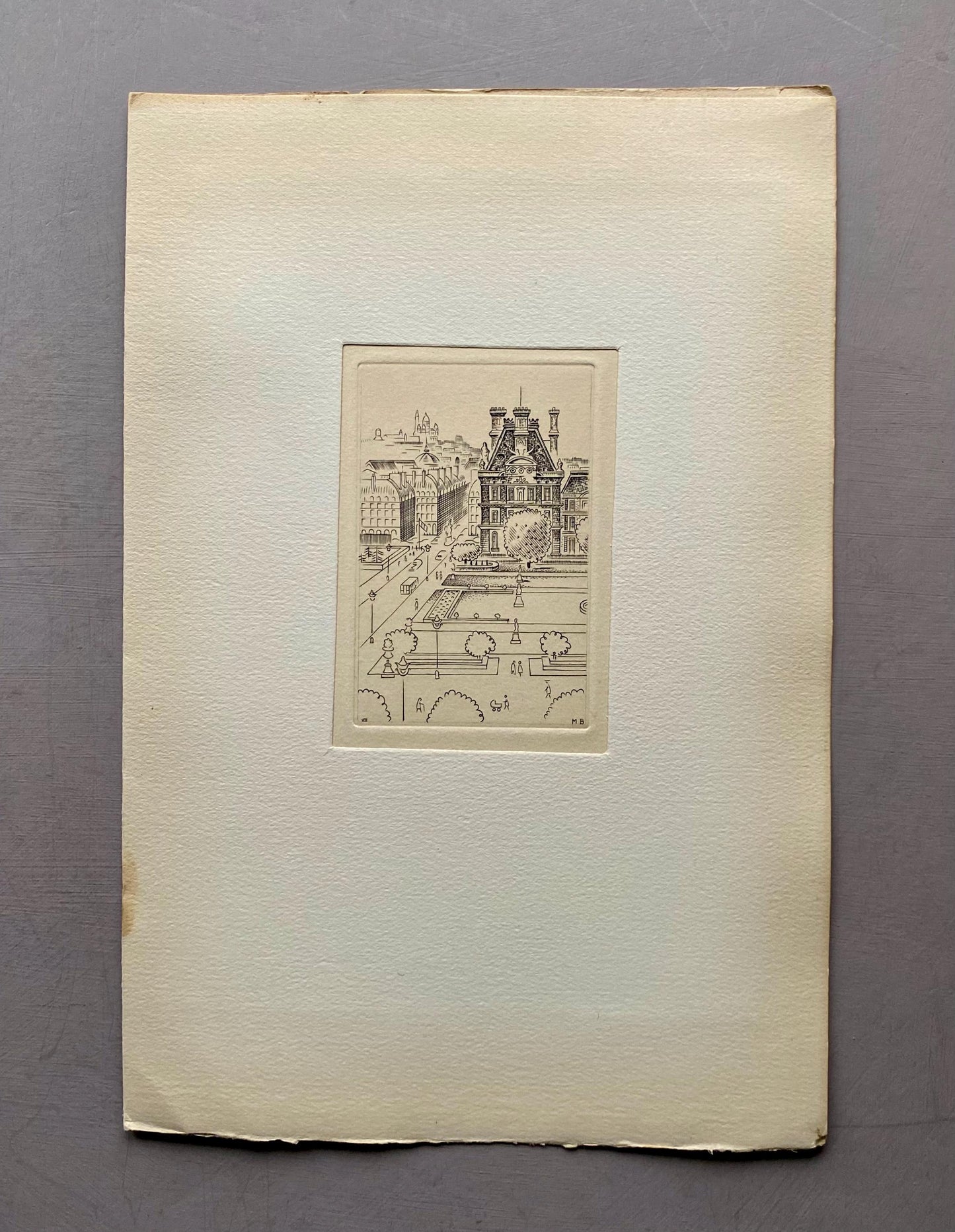 A Set of 8 Original Engravings of Paris. Dating from the 1960’s they Show Iconic Landmarks and Scenes. Signed M. B. Size: 22.5 x 16 cms.