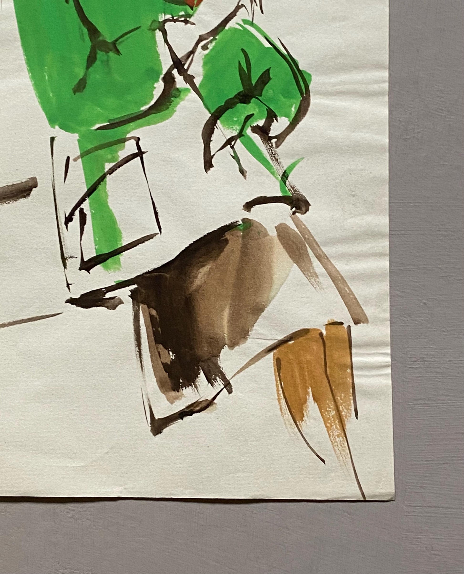 An Original Fashion Sketch, or Croquis, from Parisian Designer Yvette Micas. Hand Painted. 1940s. Size: 28 x 22 cms.