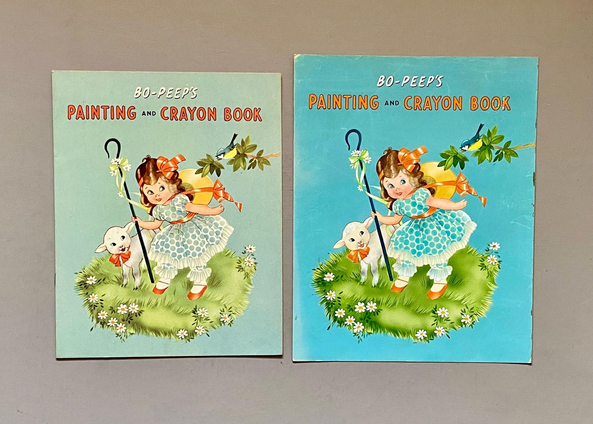 Bo-Peep's Painting and Crayon Book. An Original Illustration For The Cover Of A Children's Book. Medium: Gouache. Circa 1950.
