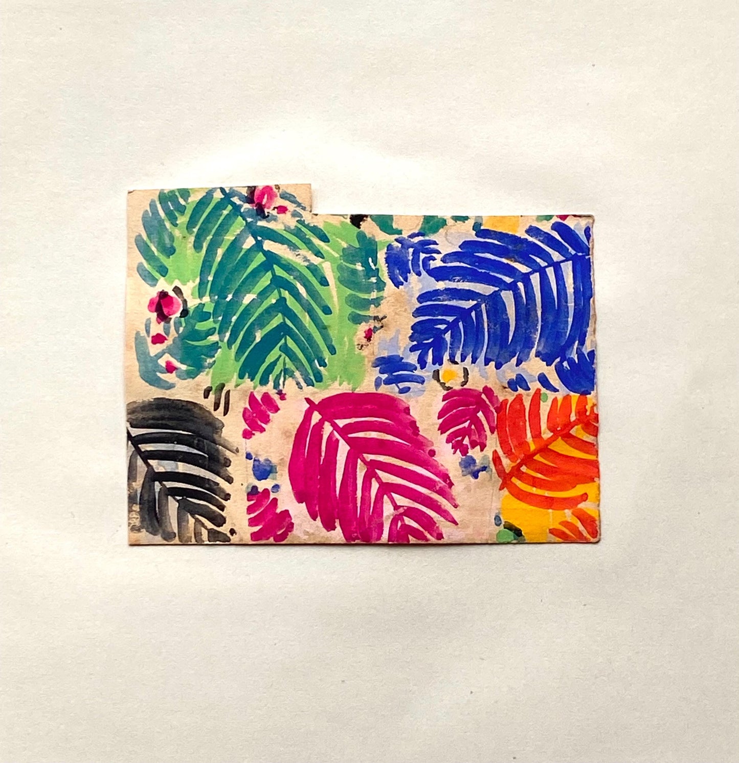 An Original Antique French Textile Design. Floral. Hand Drawn and Painted. 1930s. Size: 6.8 x 8.8 cms.
