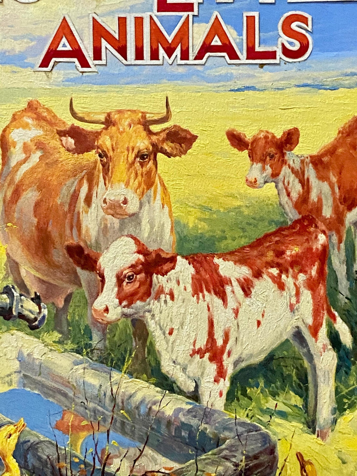 Big and Little Animals. An Original Illustration For The Cover of A Children's Book. With Accompanying Book. Medium: Gouache. Circa 1950.