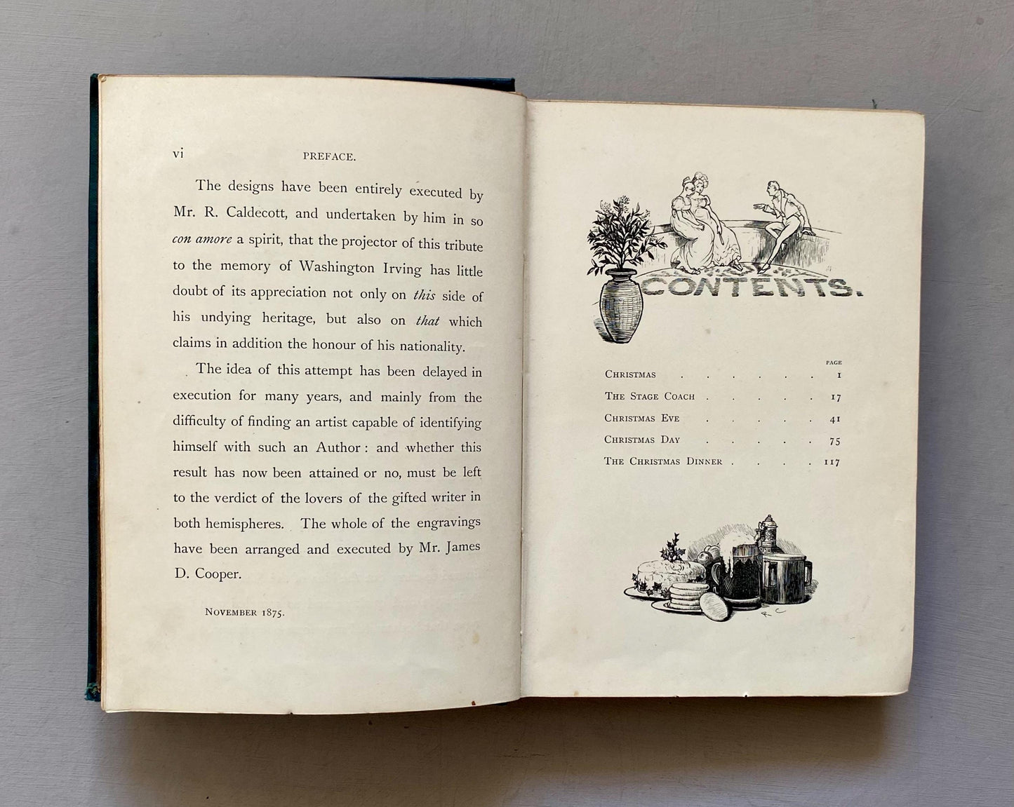 Old Christmas From The Sketch Book of Washington Irving. Illustrated by R. Caldecott. Published by Macmillan & Co in 1876.