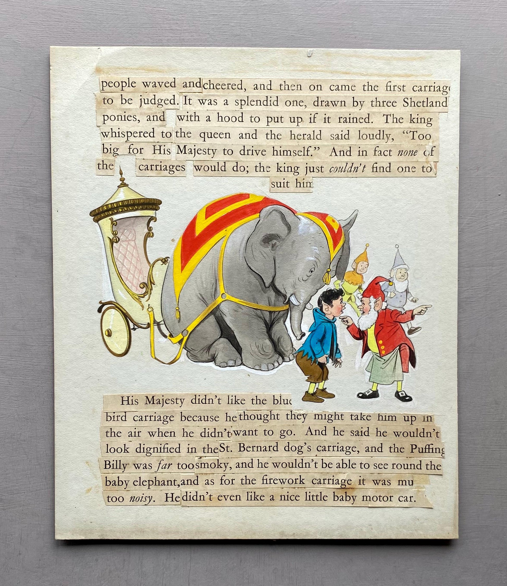The Magic Aeroplane. 5 Original Watercolour Illustrations From The 1950’s. With Text. Size: 23.5 x 19 cms.
