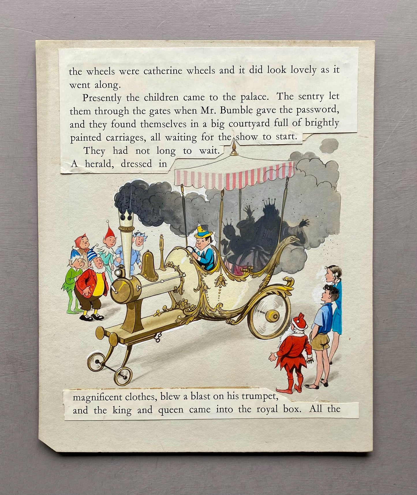 The Magic Aeroplane. 5 Original Watercolour Illustrations From The 1950’s. With Text. Size: 23.5 x 19 cms.