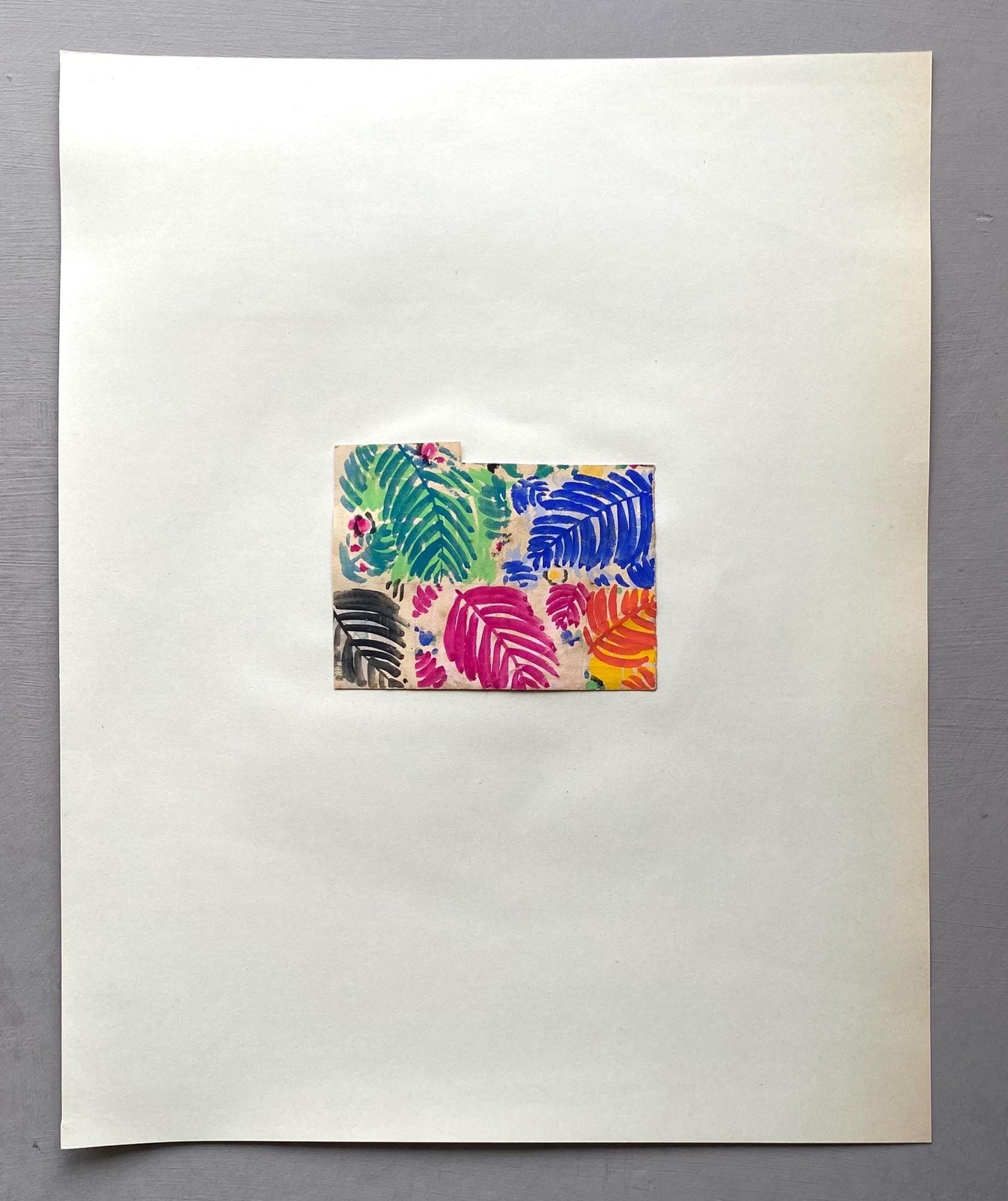 An Original Antique French Textile Design. Floral. Hand Drawn and Painted. 1930s. Size: 6.8 x 8.8 cms.