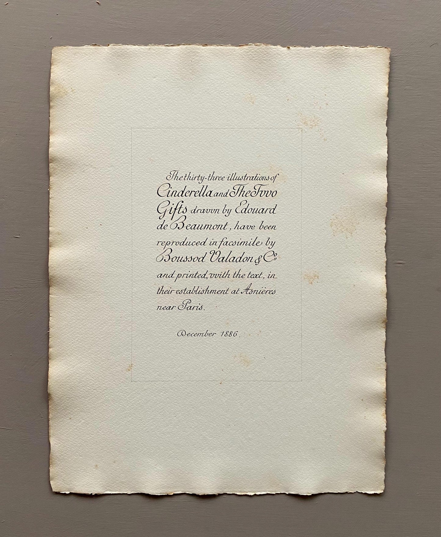 Cinderella and The Two Gifts. 33 Loose Pages in a Portfolio. Published by Boussod Valadon in 1886. First Edition. Size: 40.5 x 30 cms.