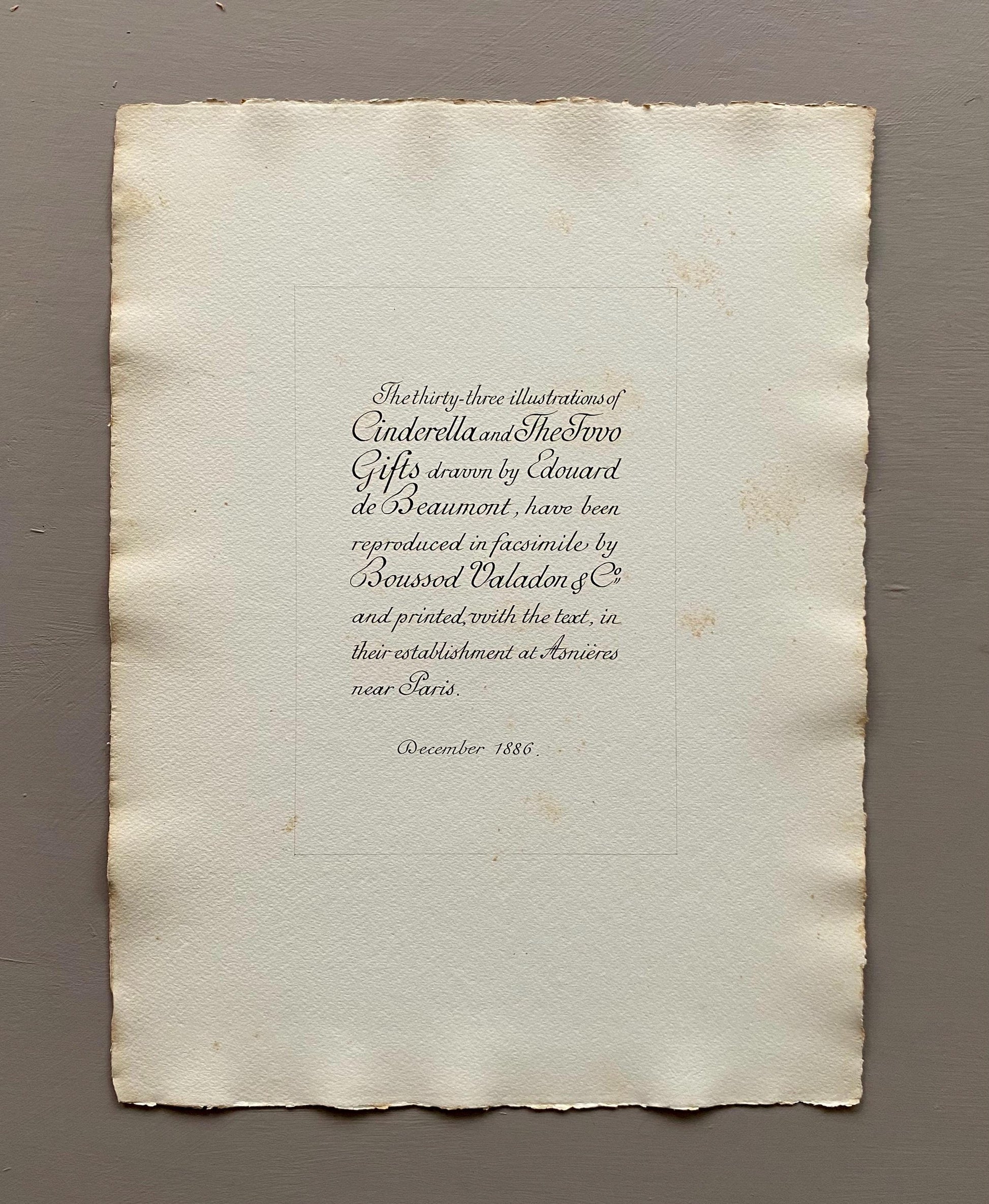 Cinderella and The Two Gifts. 33 Loose Pages in a Portfolio. Published by Boussod Valadon in 1886. First Edition. Size: 40.5 x 30 cms.