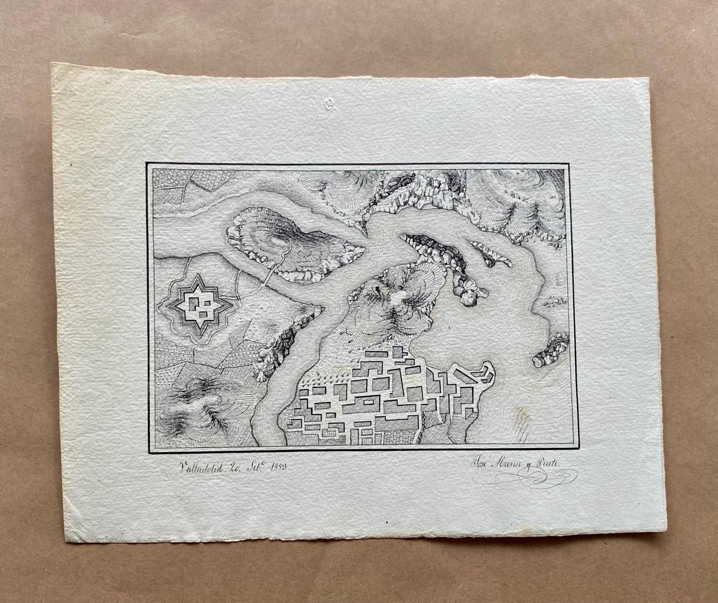 Topografia. 11 Hand Drawn Maps. Valladolid, Spain and Rio Pisuerga. Signed Jose Marin de Rute and M. Alvarez. Dated 1855. Size: 50 x 34 cms.