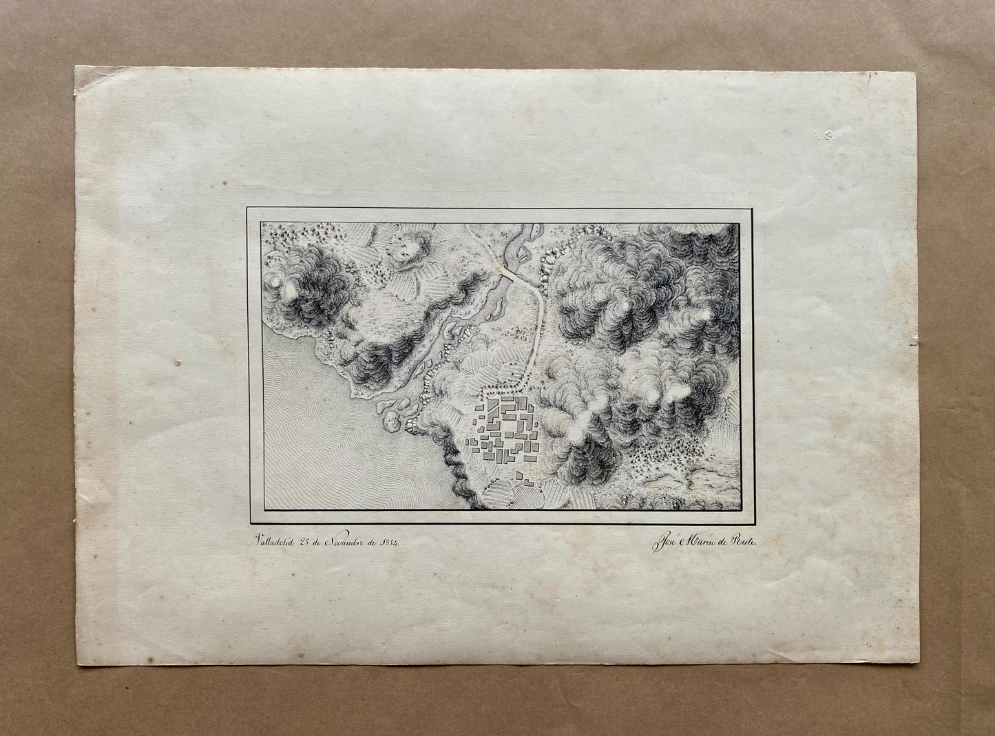 Topografia. 11 Hand Drawn Maps. Valladolid, Spain and Rio Pisuerga. Signed Jose Marin de Rute and M. Alvarez. Dated 1855. Size: 50 x 34 cms.