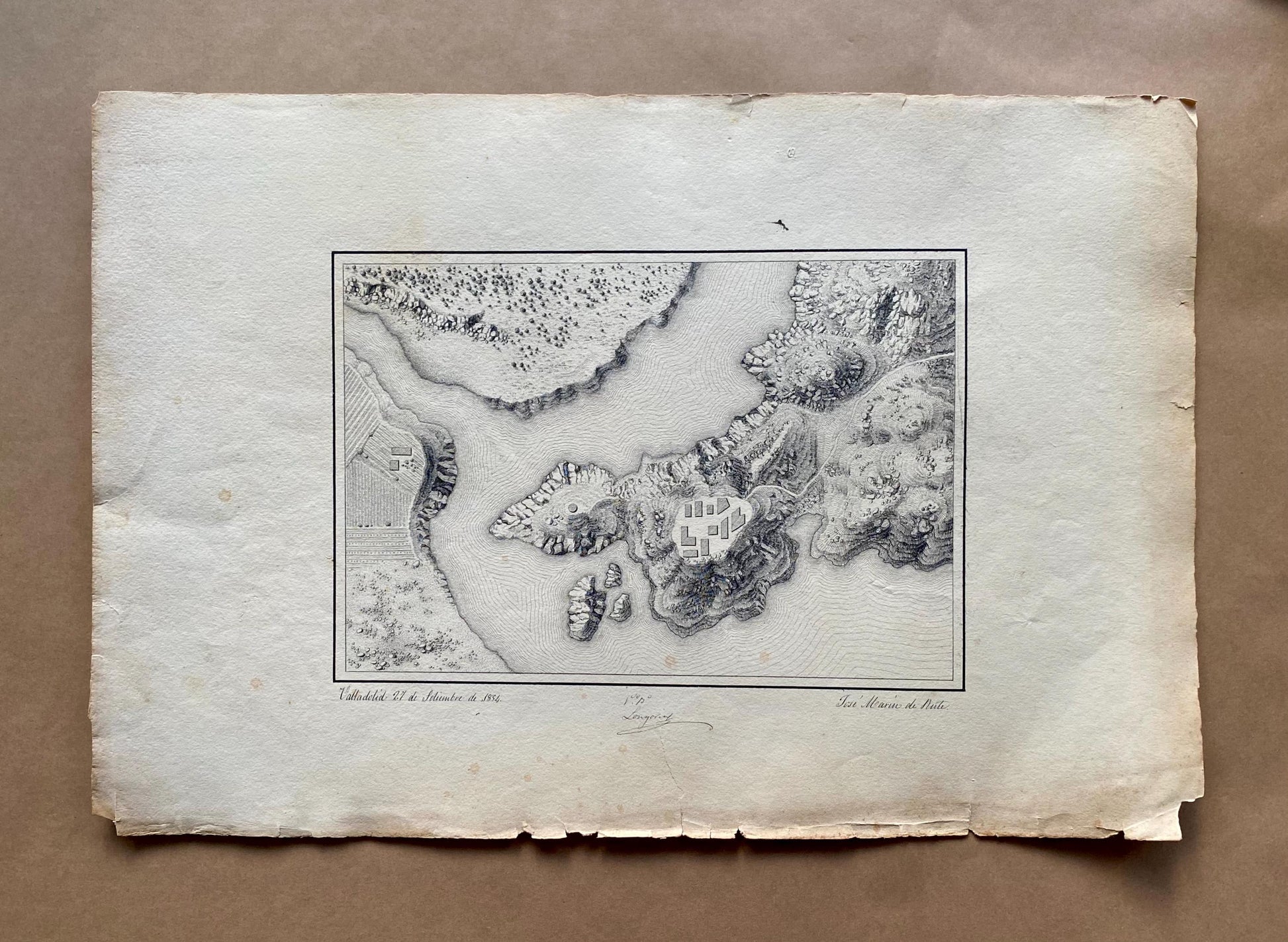 Topografia. 11 Hand Drawn Maps. Valladolid, Spain and Rio Pisuerga. Signed Jose Marin de Rute and M. Alvarez. Dated 1855. Size: 50 x 34 cms.