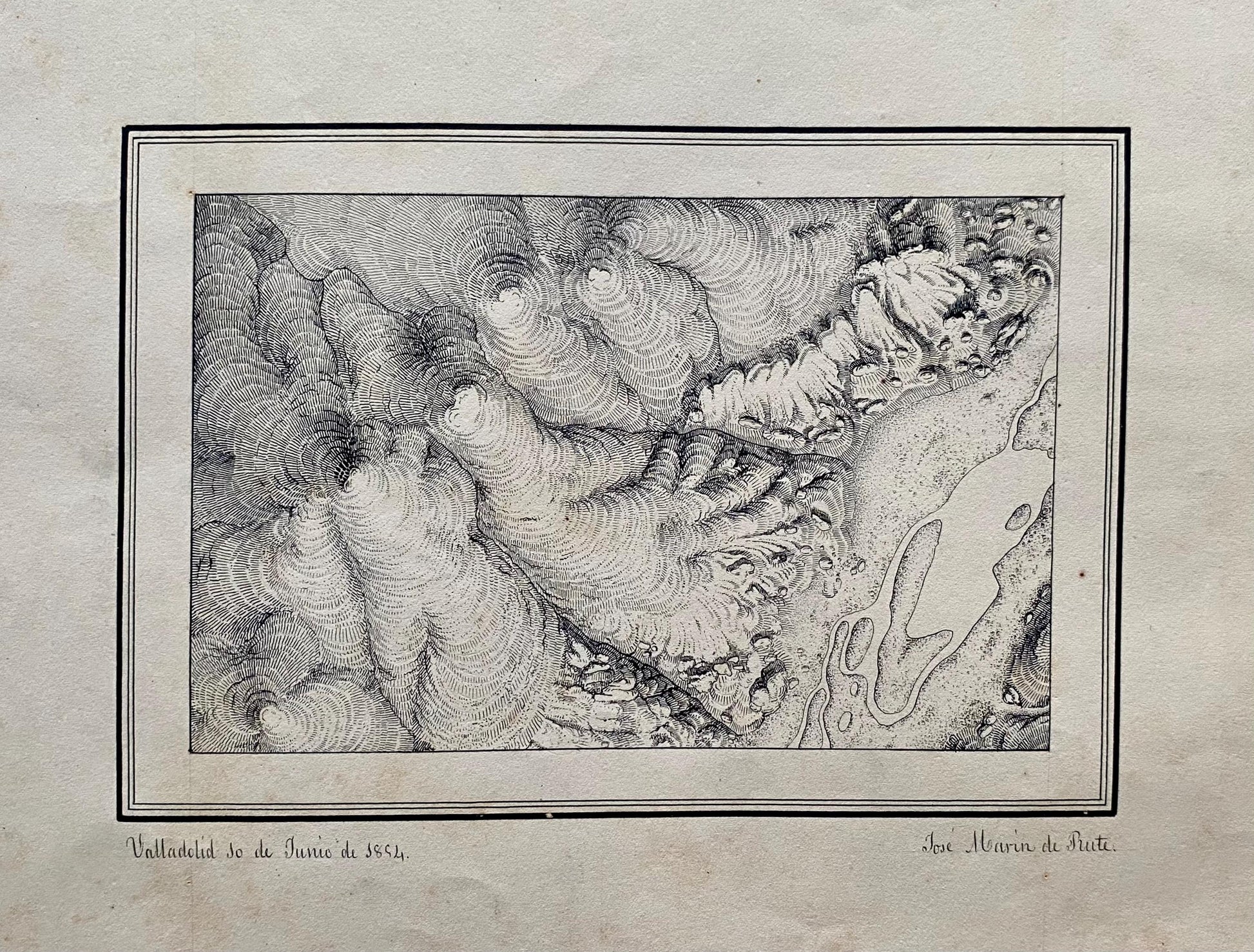 Topografia. 11 Hand Drawn Maps. Valladolid, Spain and Rio Pisuerga. Signed Jose Marin de Rute and M. Alvarez. Dated 1855. Size: 50 x 34 cms.