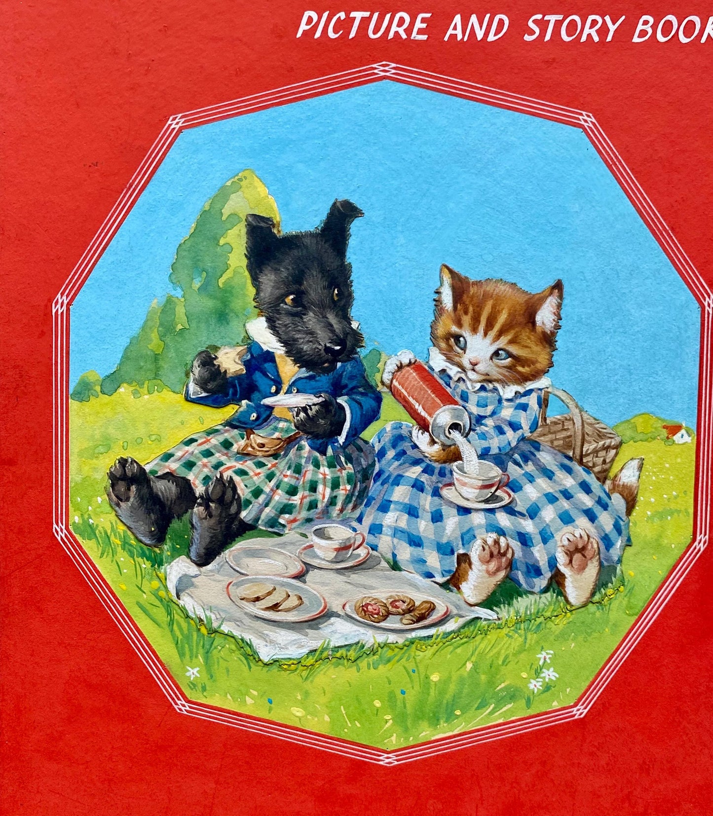 Playtime Tales. An Original Vintage Illustration For A Children's Book. Medium: Gouache. Circa 1950. 23 x 29 cms.