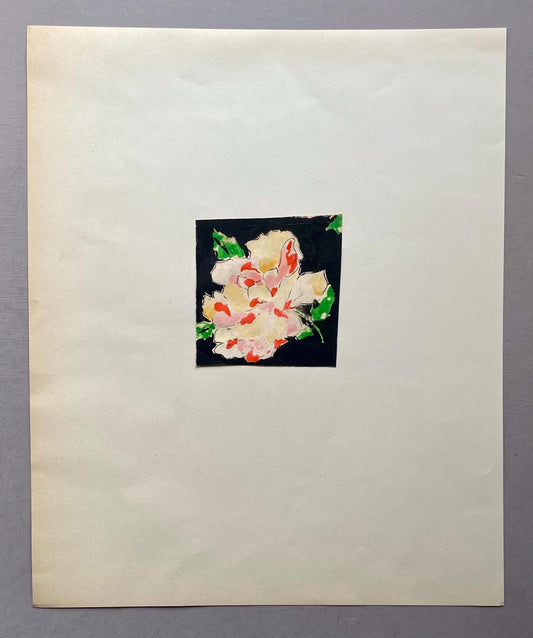 An Original Antique French Textile Design. Floral. Hand Drawn and Painted. 1930s. Size: 8.7 x 8.3 cms.