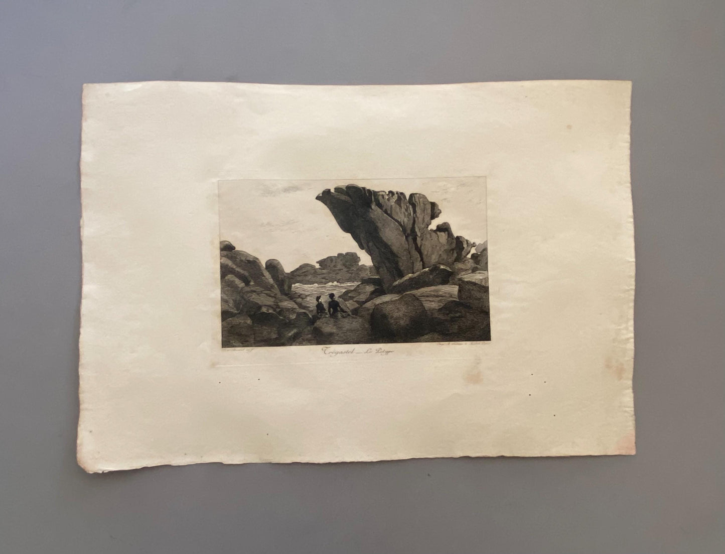 Tregaste, Brittany. By Thomas Busnet. Three Engravings Showing Rock Formations in Brittany. 1890. 15.5 x 24 cms.