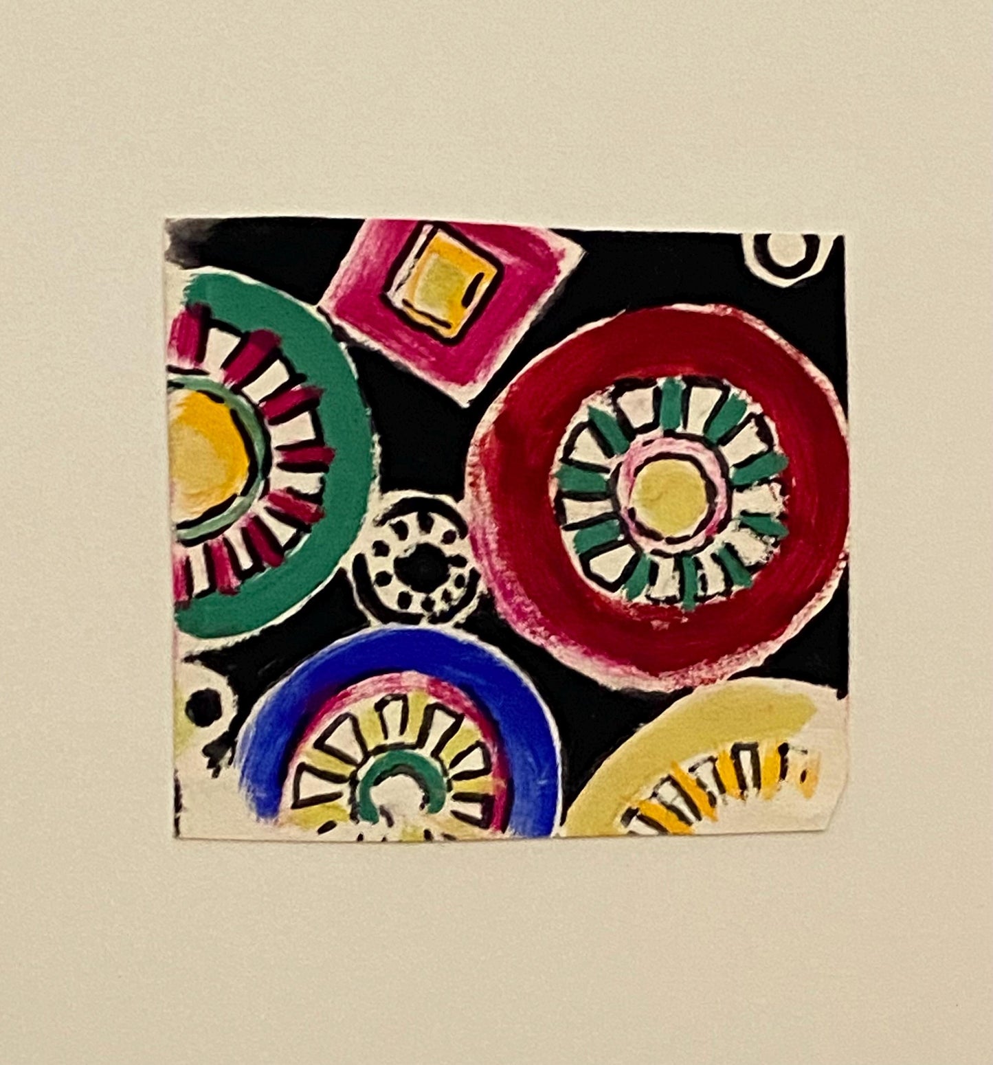 An Original Vintage French Textile Design. Abstract. Hand Drawn and Painted. Watercolour. 1930s. Size: 7.7 x 8.5 cms.