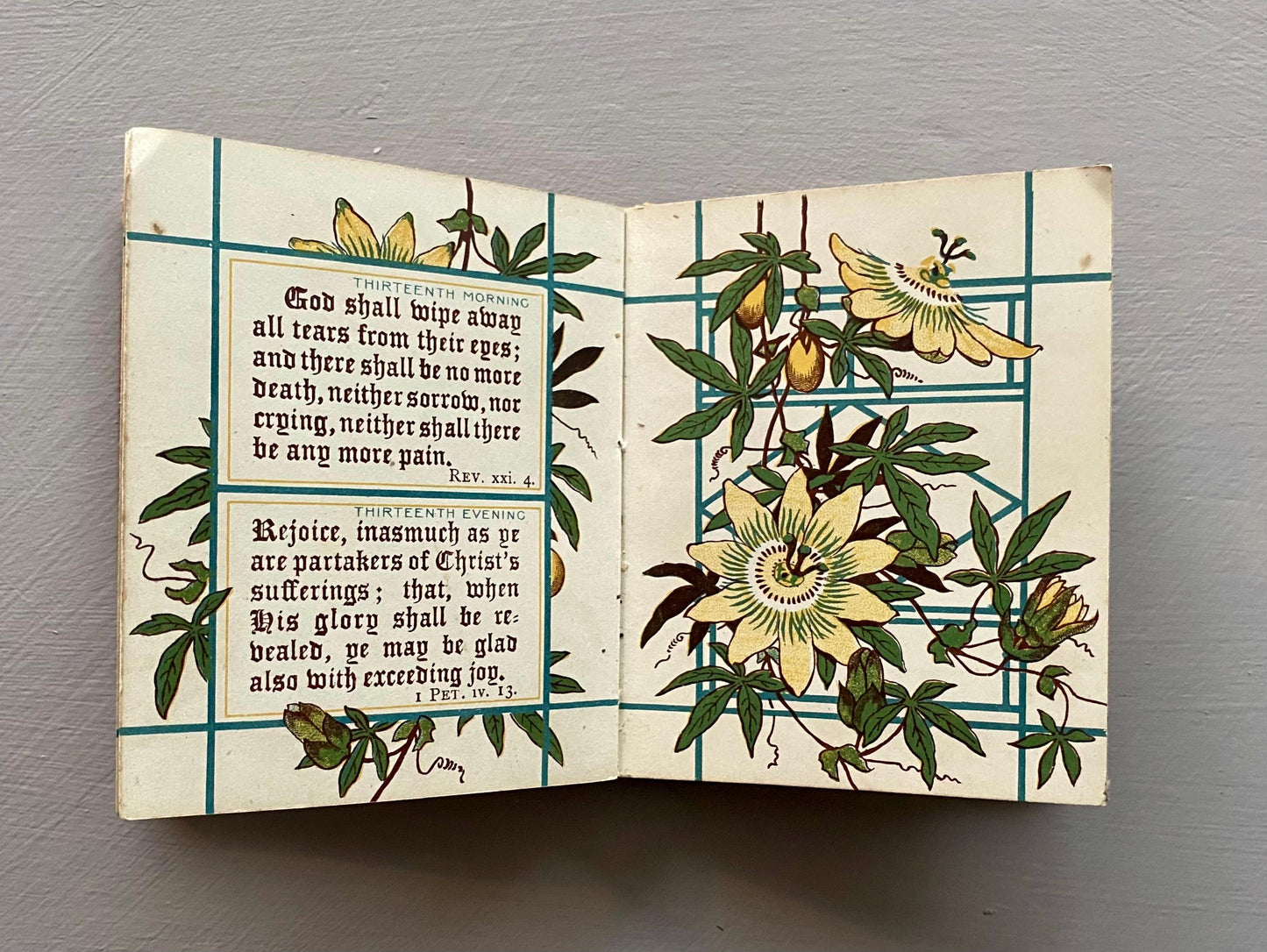 Passion Flowers or Solace For The Suffering. Published by Marcus Ward in The Late 1800s. A Small Book. 9.5 x 8 cms.