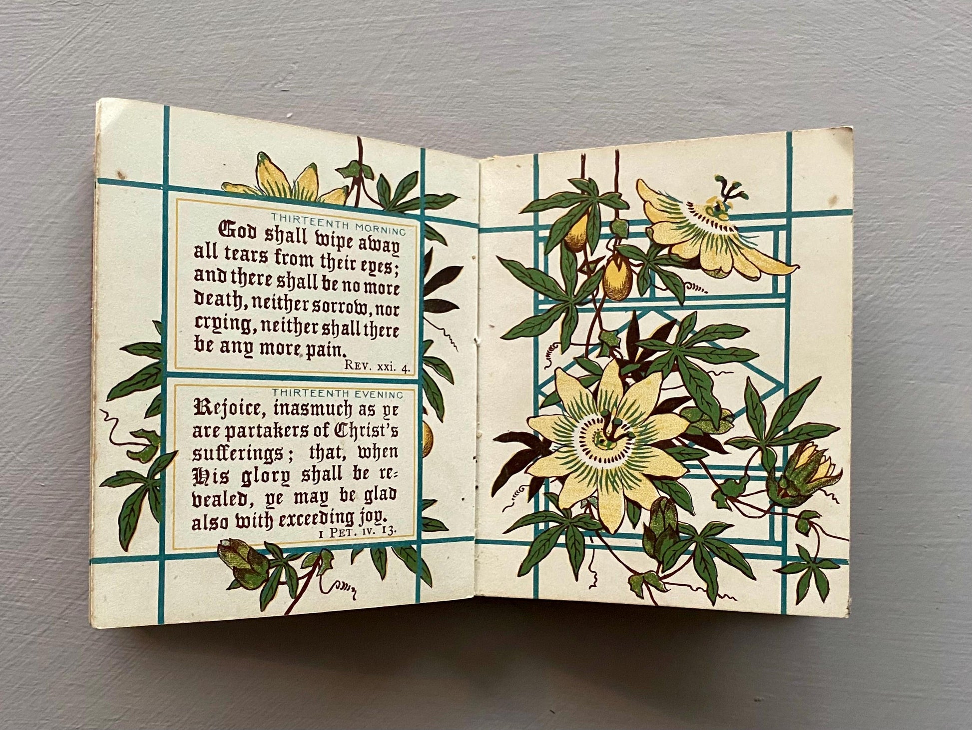 Passion Flowers or Solace For The Suffering. Published by Marcus Ward in The Late 1800s. A Small Book. 9.5 x 8 cms.