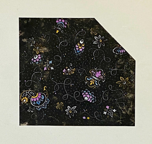 An Original Antique French Textile Design. Hand Drawn and Painted. Produced in Lyon in 1908. Size: 11.5 x 10.5 cms.