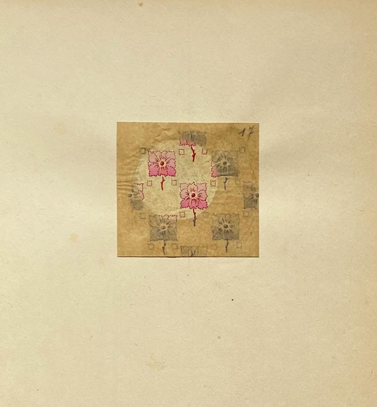 An Original Antique French Textile Design. Hand Painted Using Watercolour. Produced in Lyon in the early 1900’s. Size: 5.8 x 6 cms.