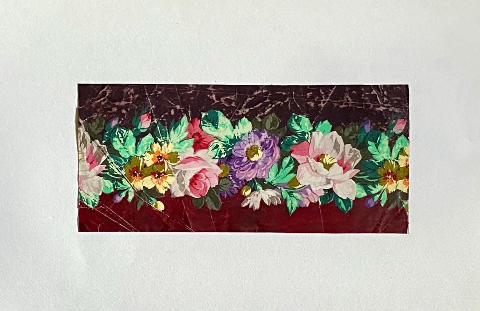 An Original Antique, Hand Painted Textile Design. Watercolour. French. Late 1800s. Size: 12 x 26 cms.