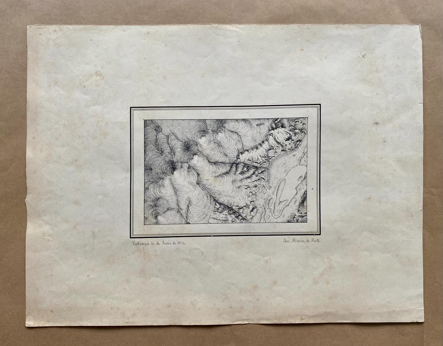 Topografia. 11 Hand Drawn Maps. Valladolid, Spain and Rio Pisuerga. Signed Jose Marin de Rute and M. Alvarez. Dated 1855. Size: 50 x 34 cms.