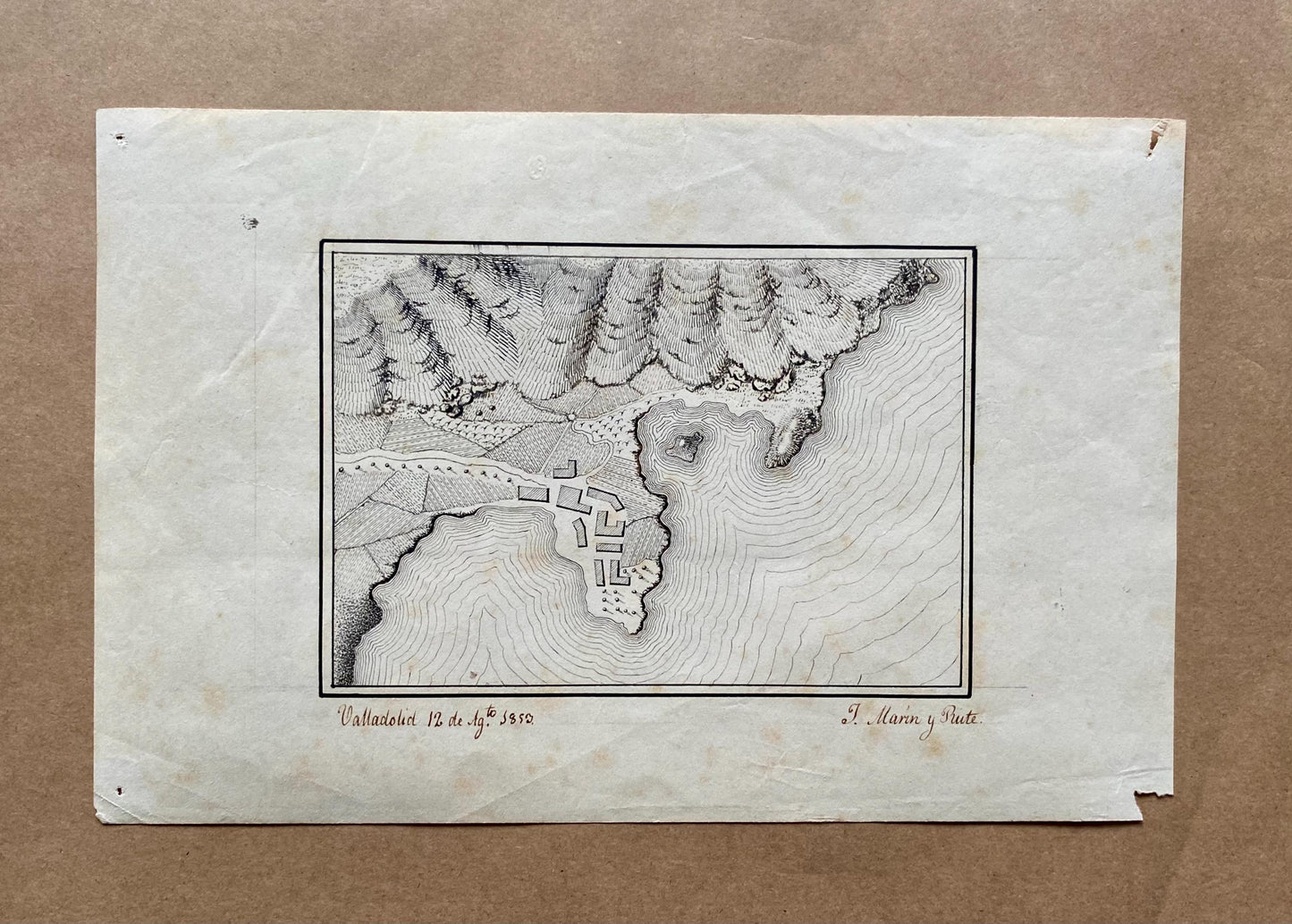 Topografia. 11 Hand Drawn Maps. Valladolid, Spain and Rio Pisuerga. Signed Jose Marin de Rute and M. Alvarez. Dated 1855. Size: 50 x 34 cms.